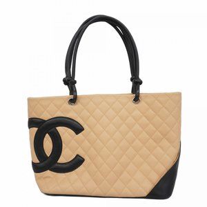 Chanel Cambon Tote Bag, Beige, Black, Women's